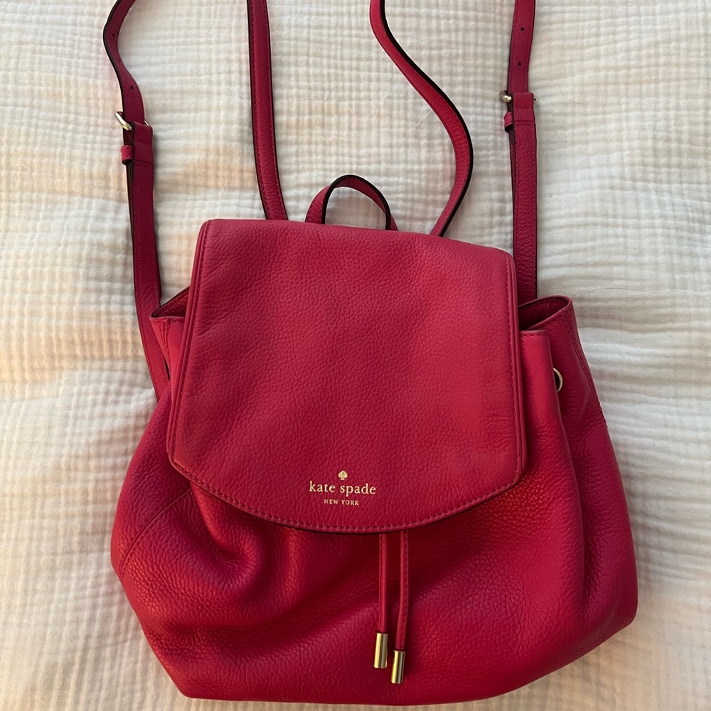 Kate Spade New York Breezy Pink Mulberry Street Leather Drawstring Backpack